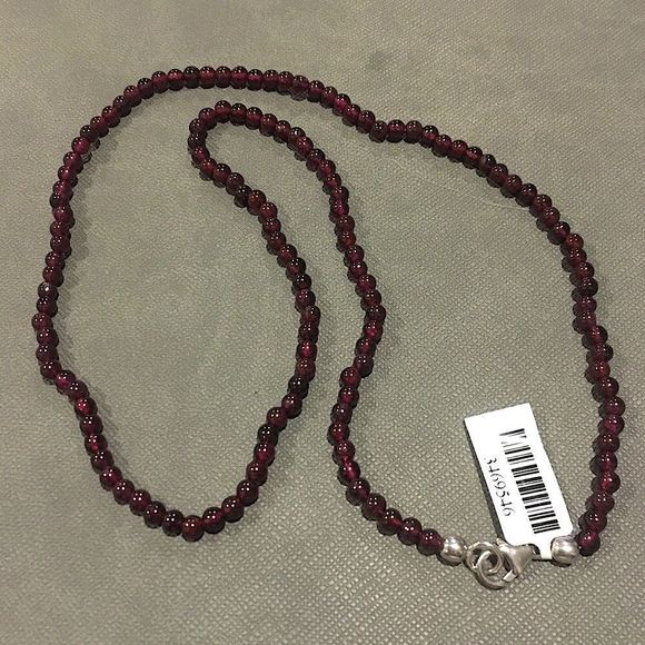 Red Garnet Cabochon Necklace with Sterling Silver 925 Lobster Claw Clasp NWT - Picture 3 of 14